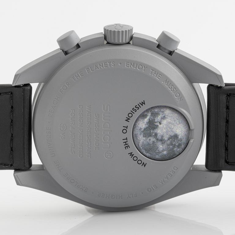 Swatch/Omega, MoonSwatch, "Mission to the Moon", chronograph, wristwatch, 42 mm.