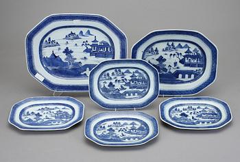 STEKFAT, 6 st, porslin, Kina, Jiaqing 1796-1820.