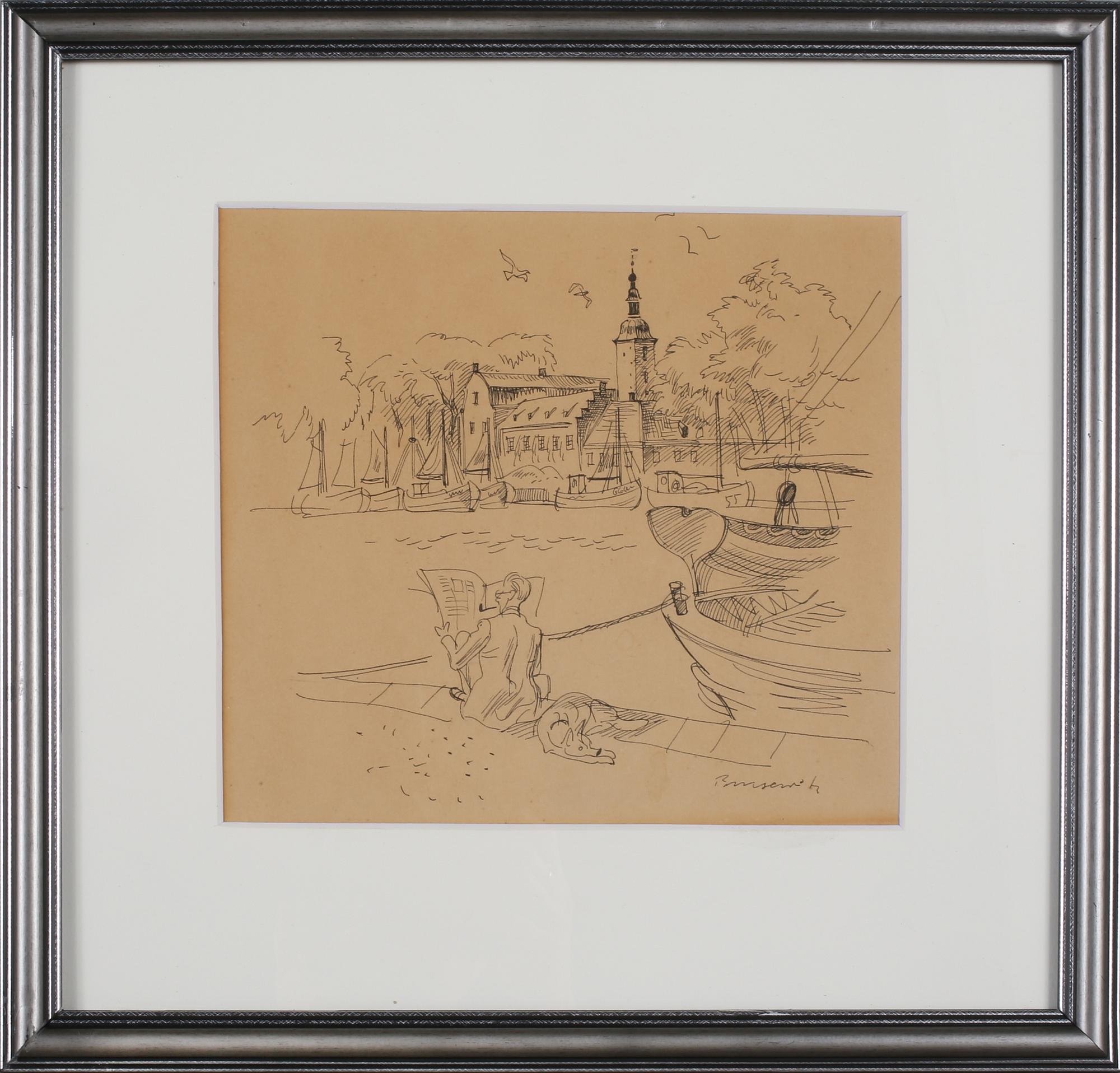 GUNNAR BRUSEWITZ, tusch, signerad.