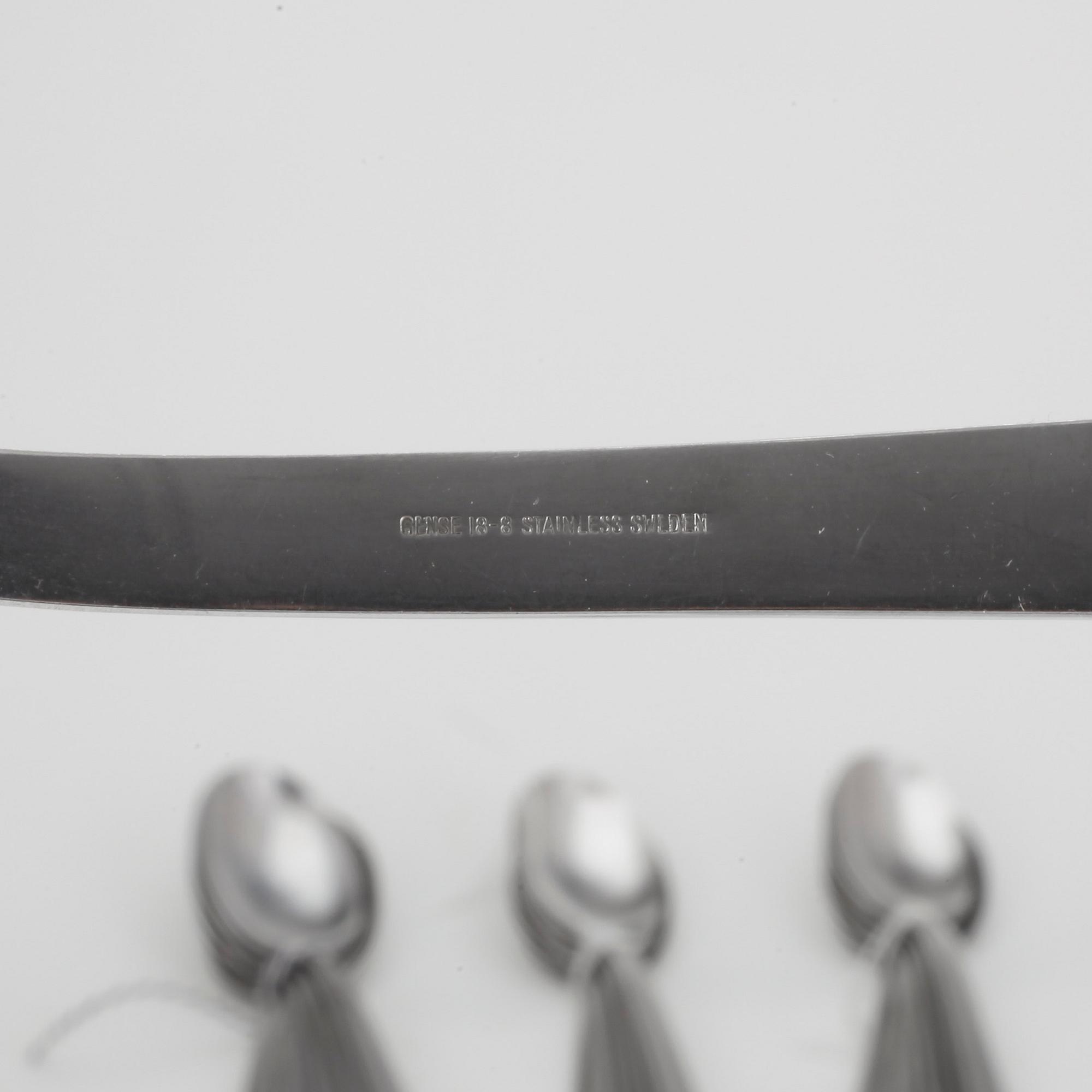 BESTICK, 65 delar, rostfritt stål, "Thebe", Folke Arström, Gense, 1900-talets mitt.