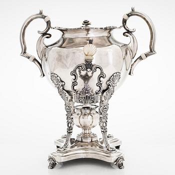 Mid-19th-century silver samovar, maker's mark of Adolf Sper, Saint Petersburg, 1843.