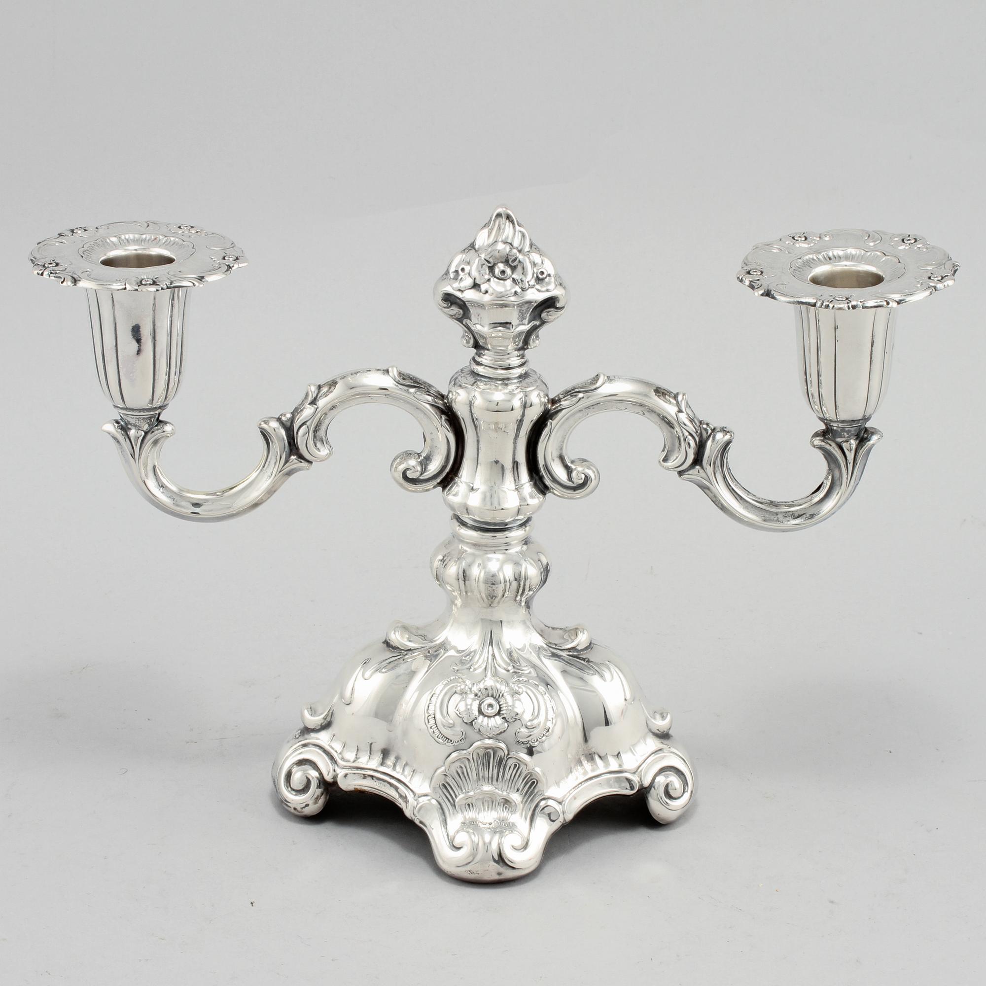 KANDELABER, silver C.G. Hallberg 1950-tal. Vikt 605 g.