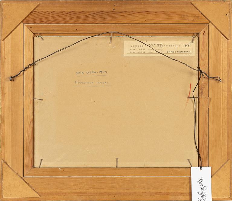 Erik Olson, olja på papp-pannå, signerad och daterad -47.