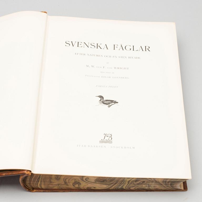 BÖCKER 3 vol, "Svenska Fåglar" von Wright.