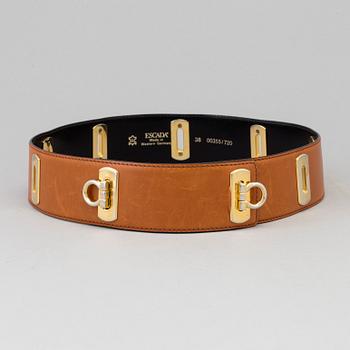 A brown leather belt.