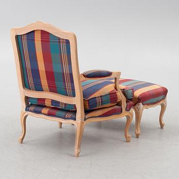 Bergere med pall, rokokostil, 1900-tal.