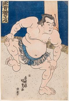 UTAGAWA KUNISADA (Toyokuni III)(1786-1864), color woodblock print. Japan, circa 1830. 'Washygayama'.