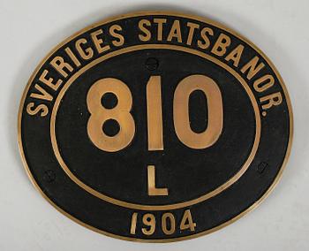 LOKSKYLT, gjutjärn, Sveriges Statsbanor, 810 L, 1904.