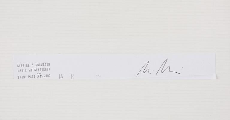 MARIA MIESENBERGER, unik signerad gelatinsilverfotografi samt numrerad och signerad bok.