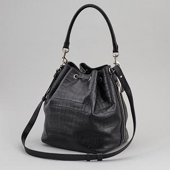 YVES SAINT LAURENT, a black leather 'Emmanuelle' bag.