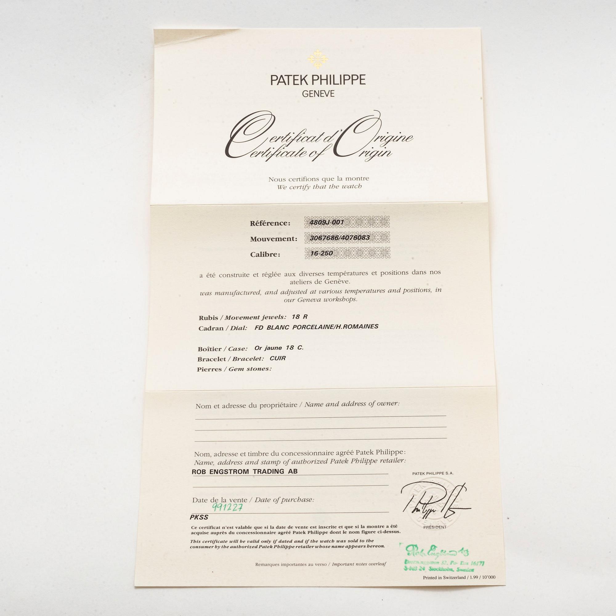 Patek Philippe, Calatrava, "Clous de Paris", wristwatch, 25 mm.