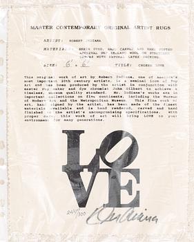 MATTA. "Philadelphia LOVE", Chosen LOVE. Tuftad 1995. 182 x 182,5 cm. Robert Indiana, USA, född 1928.