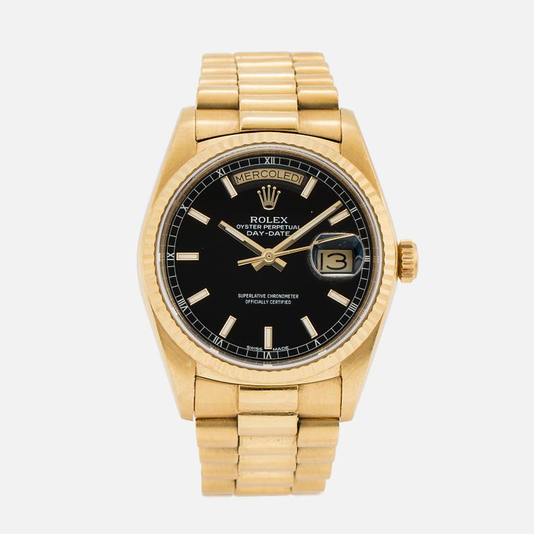 ROLEX, Oyster Perpetual, Day-Date (Swiss Made), Chronometer, wristwatch, 36 mm.