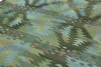 Barbro Nilsson, a 'Tånga blå',  tapestry weave carpet, c. 345 x 277 cm, signed AB MMF BN.