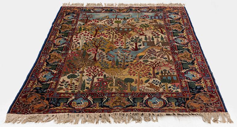 A semi-antique pictoral Tabriz rug, West Persia, c. 193 x 130 cm.