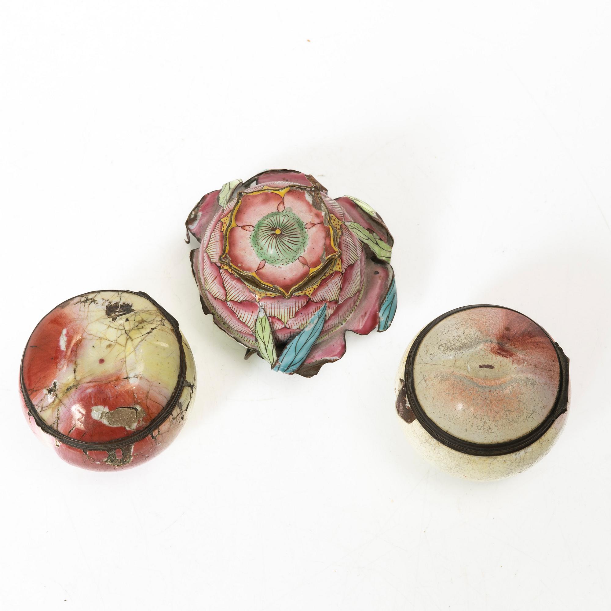 Three enamel boxes, China, 19th-20th century.