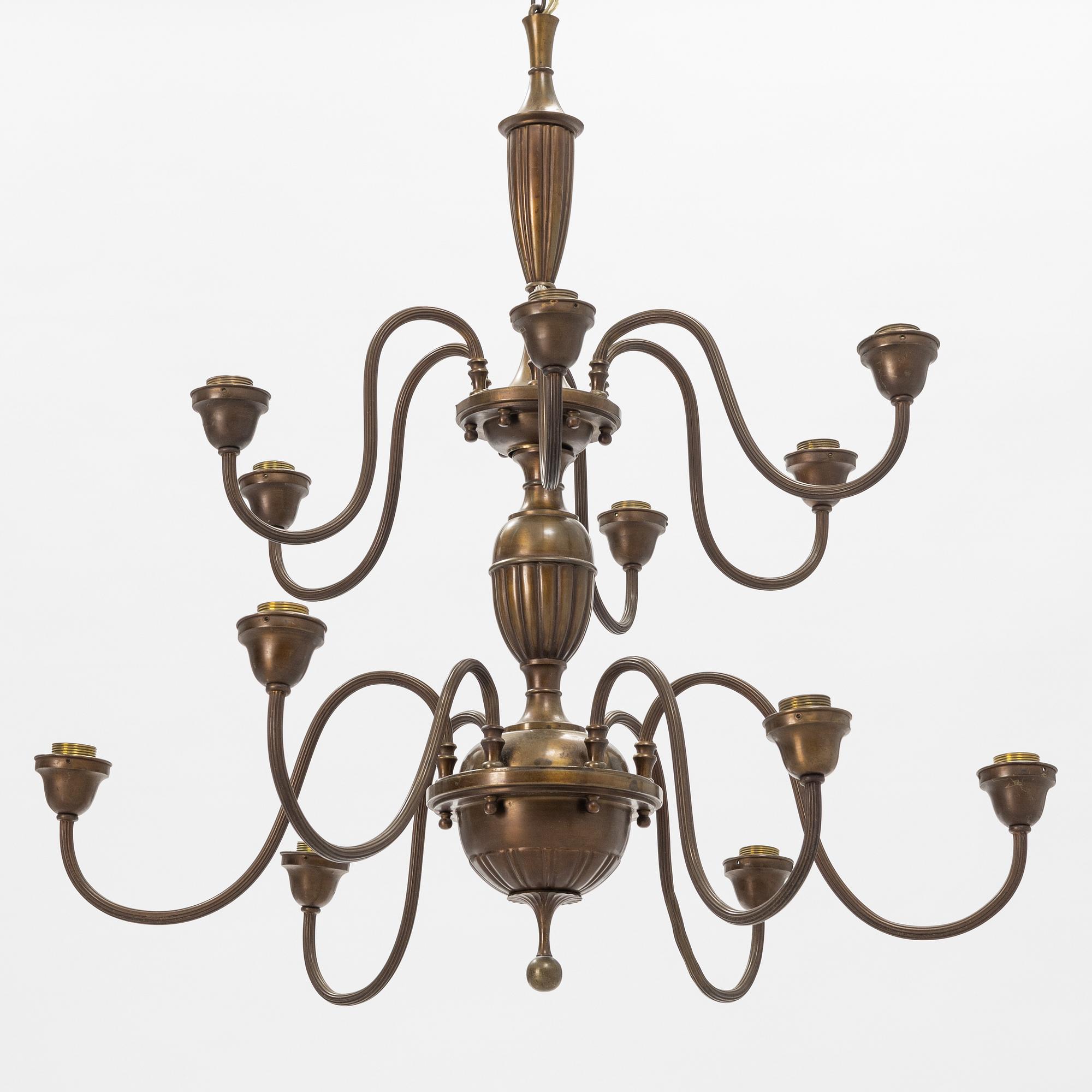 A brass ceiling light, first half of the 20th Century.