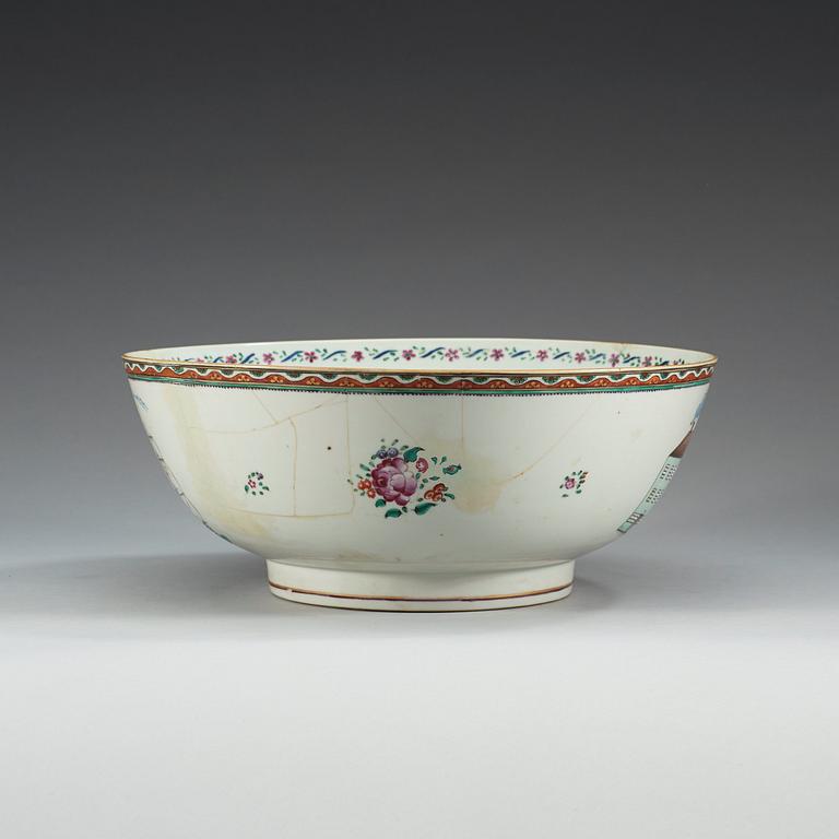 A famille rose 'European Subject' punch bowl, Qing dynasty, Qianlong (1736-95).