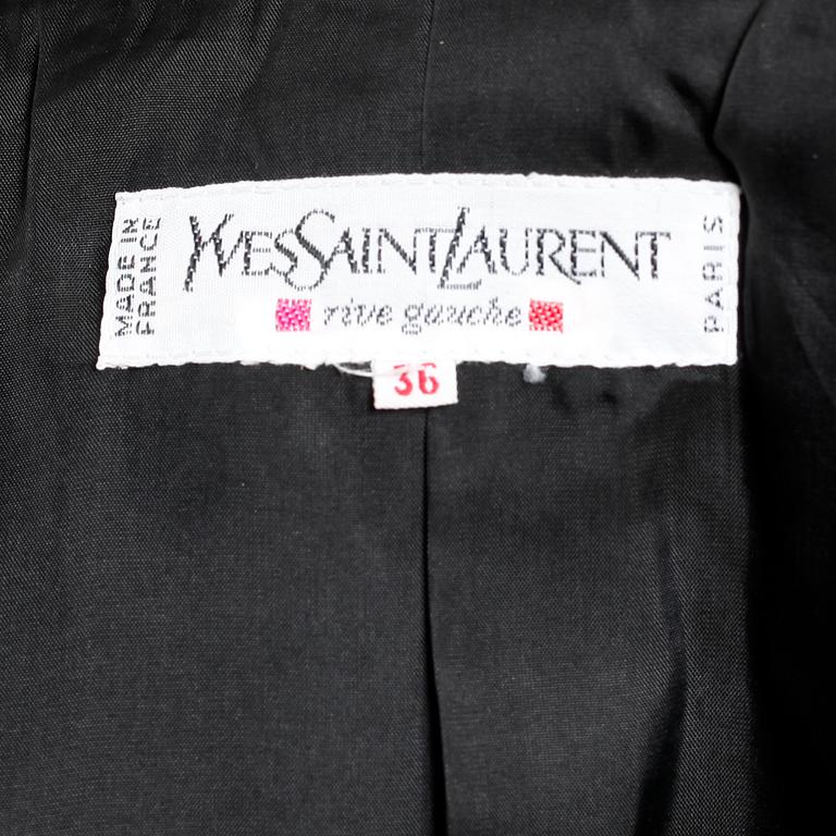 YVES SAINT LAURENT, a black and red jacket.