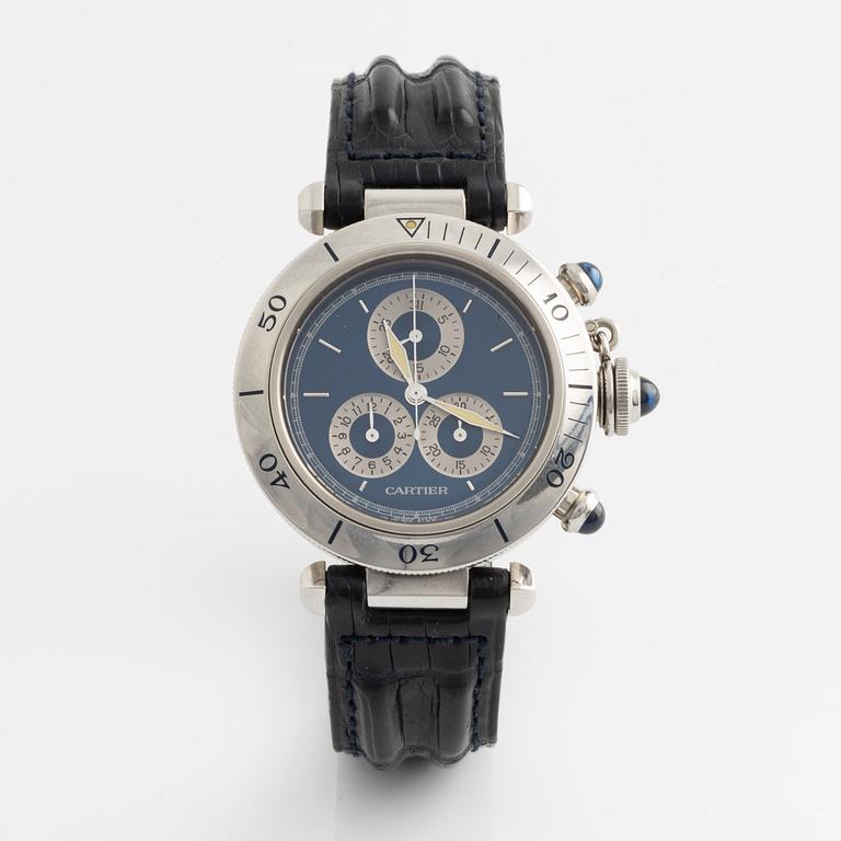 Cartier, Pasha, wristwatch, chronograph, 35,5 mm.