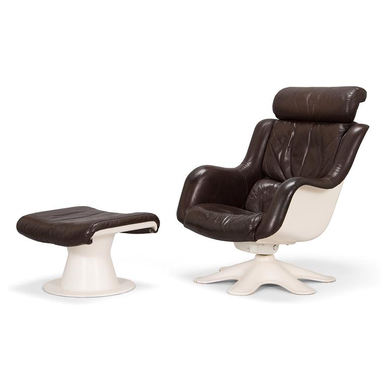 Yrjö Kukkapuro, a late 1960s '418N' armchair and '812J' ottoman for Haimi.