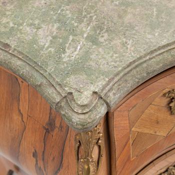 A Swedish rosewood parquetry and gilt brass-mounted rococo commode, Stockholm, later part 18th century.