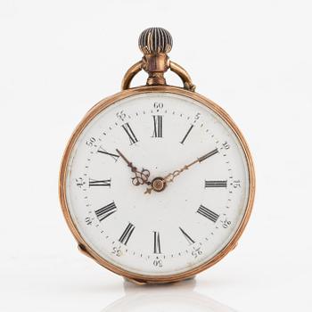 Pocket watch, 14K gold, with stand, 34 mm.