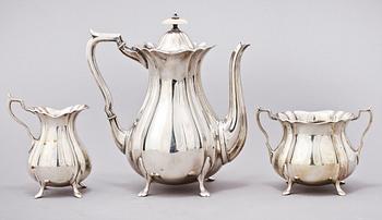 KAFFESERVIS, 3 delar, silver, GAB, Stockholm, 1920. Tot. v. 1068 g.