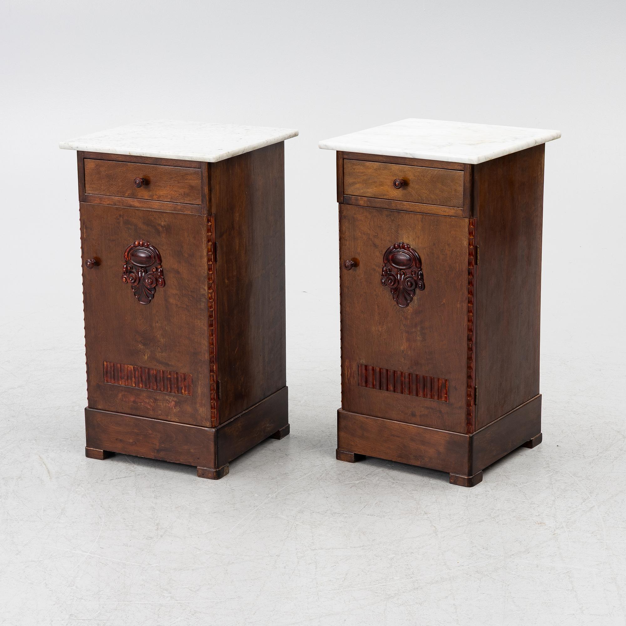 A pair early 20th century bedside tables.