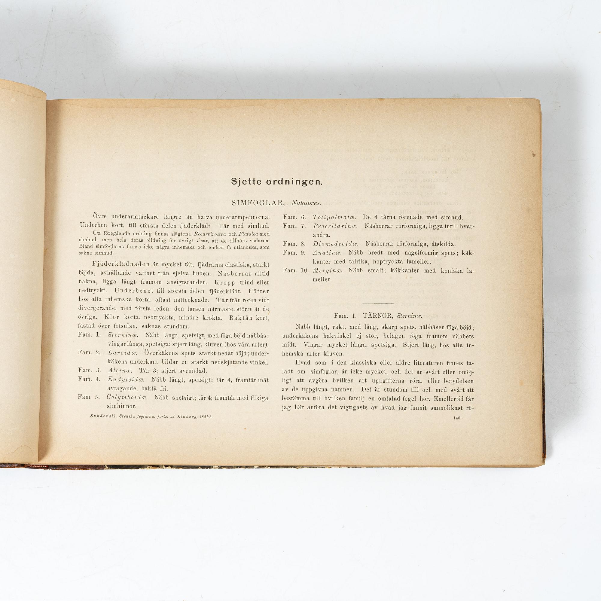 Carl J. Sundevall & Peter Åkerlund, three books, 'Svenska Foglarna'.