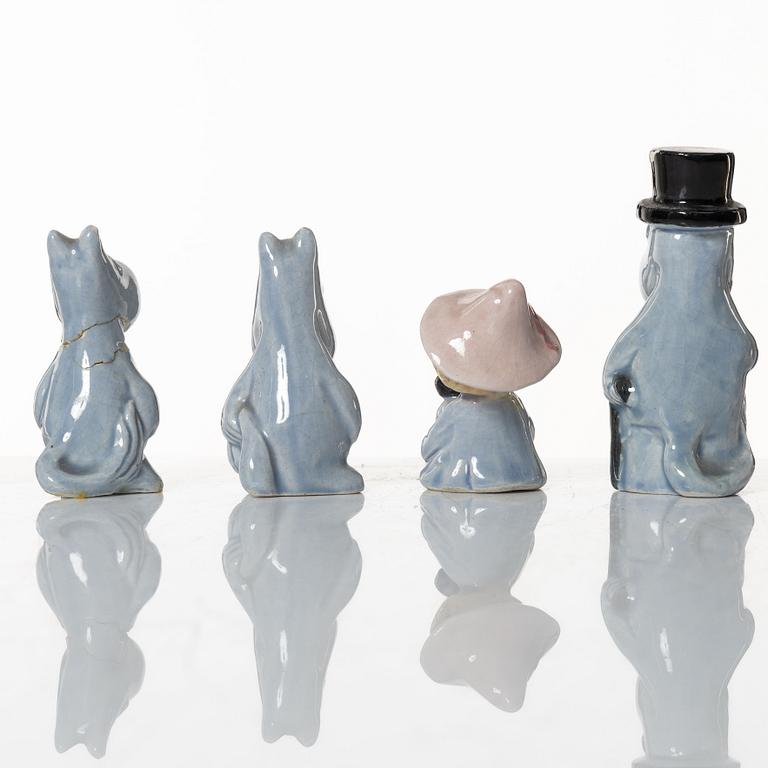 Leo Tykkyläinen, figuriner, 10 st, keramik, Mumin, Finland, 1950-tal.