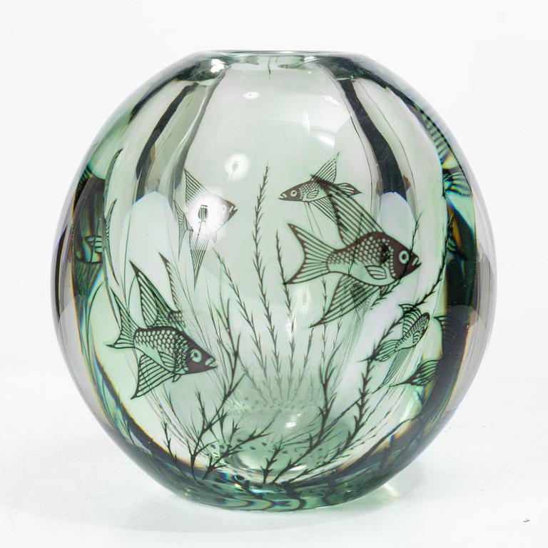 Edward Hald, a Fish Graal vase, Orrefors.
