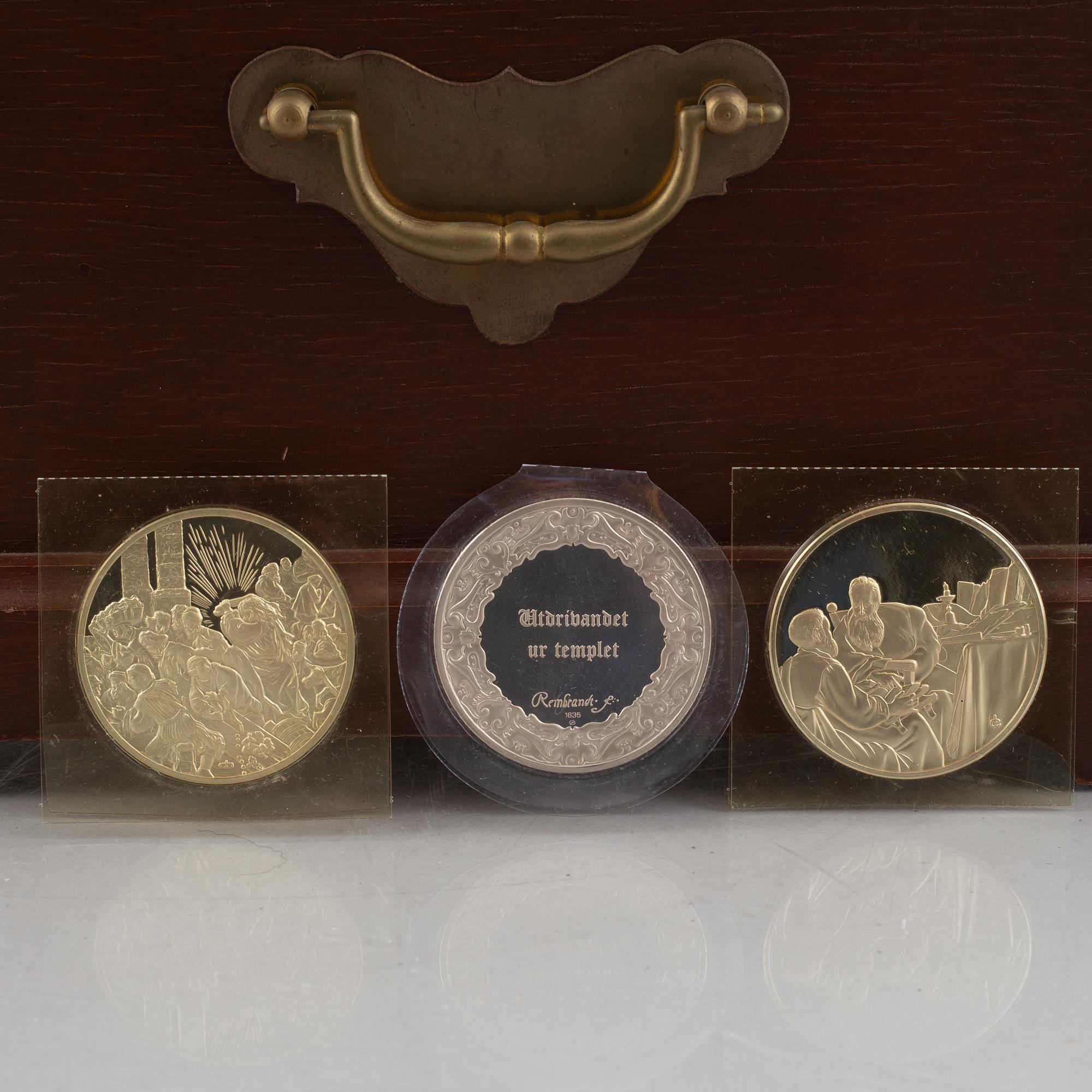 Collector's medals, 50 pcs, sterling silver, "Rembrandt i silver", Franklin Mint AB.