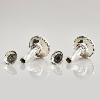A pair of 18th century silver candlesticks, marks of Petter Eneroth, Stockholm 1786.