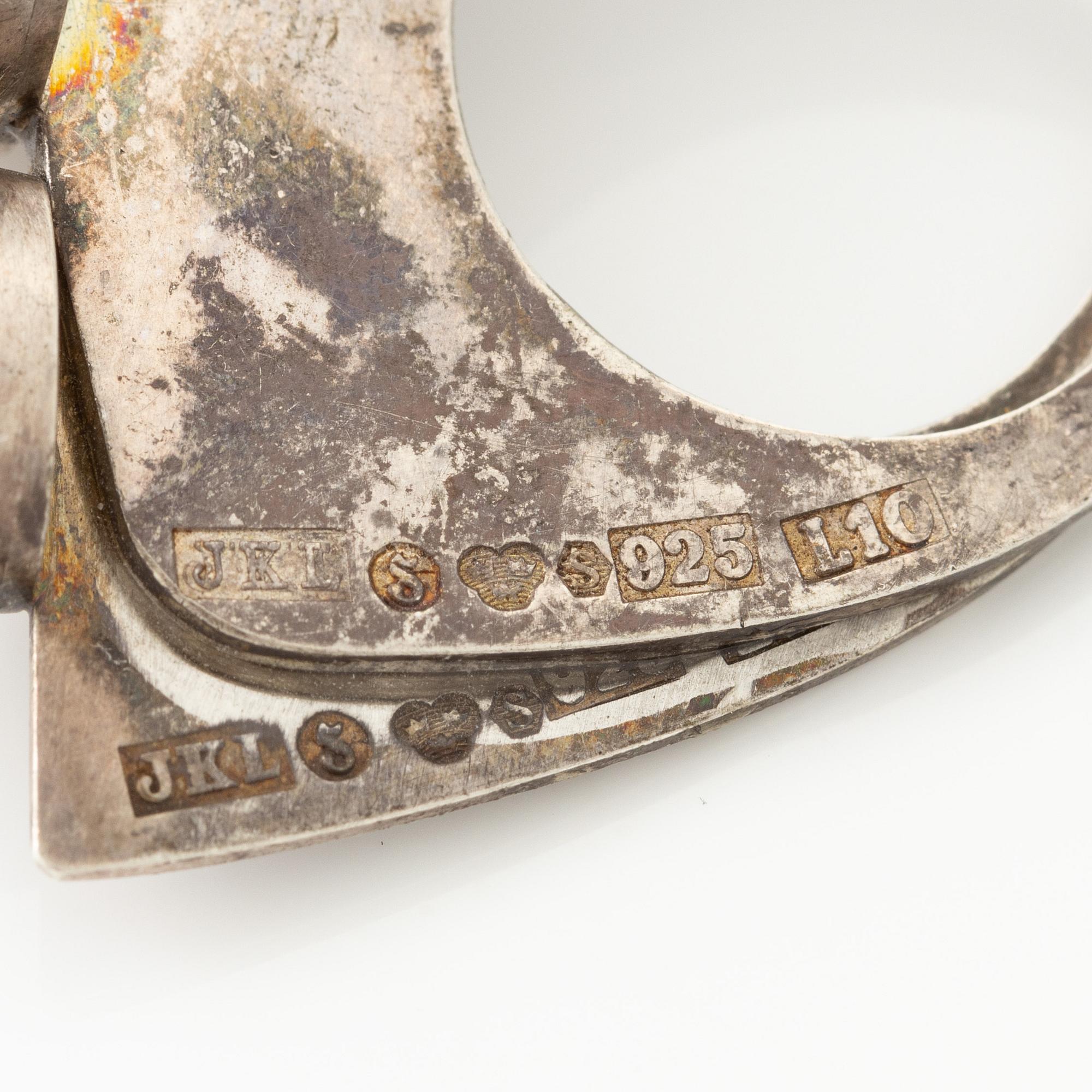 Jan-Christer Lundqvist, ring, silver, with red stones, Skövde 1985.