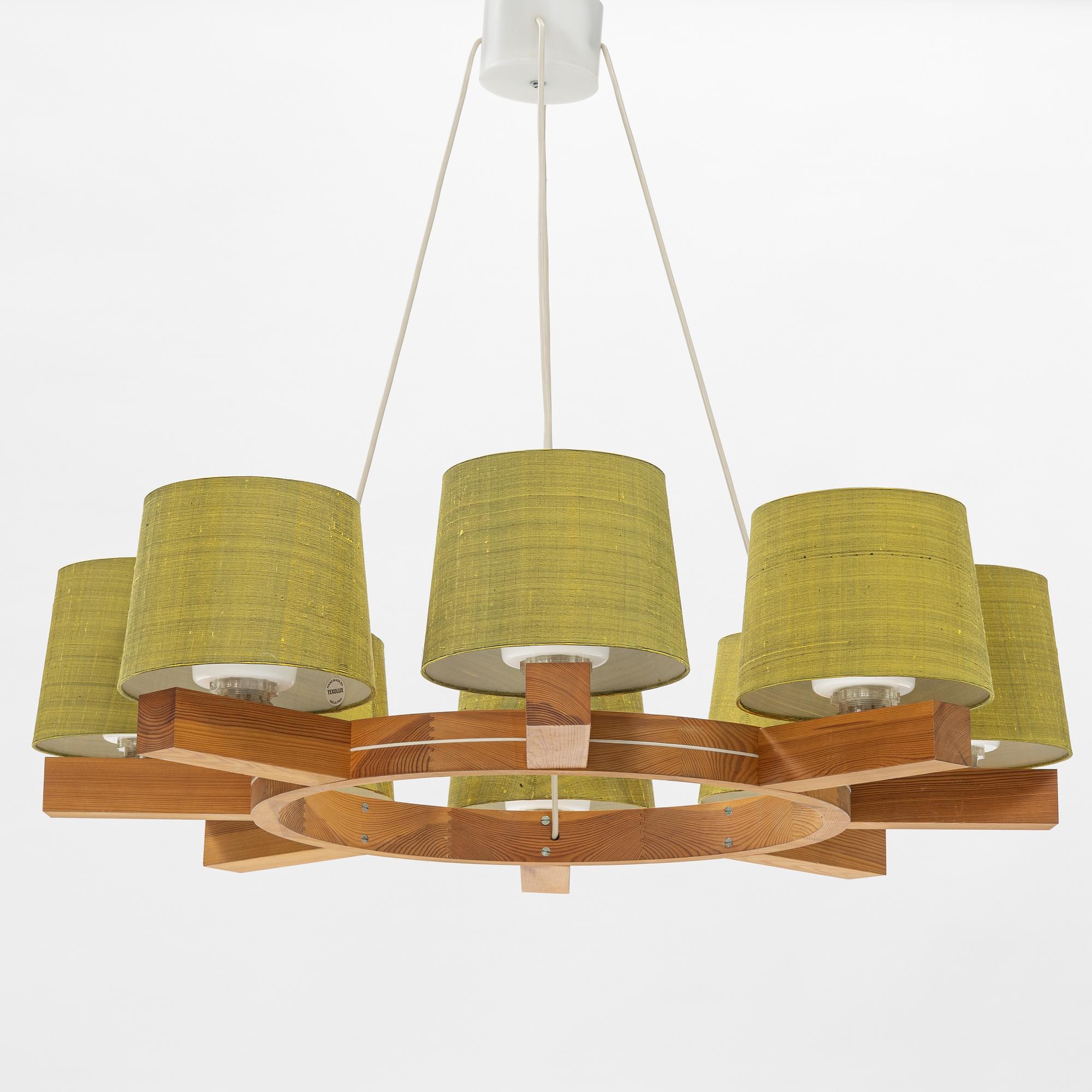 Uno & Östen Kristiansson, a pine wood ceiling lamp, Luxus, Vittsjö.