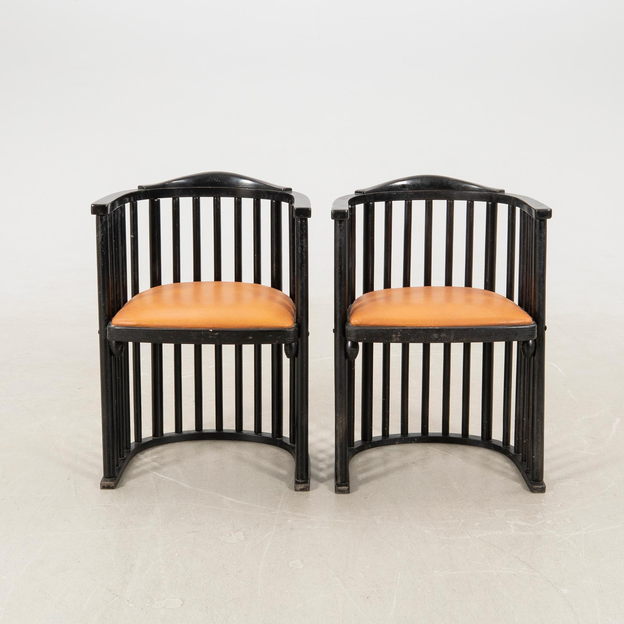 Josef Hoffmann, armchairs a pair attributed to the first half of the 20th century.