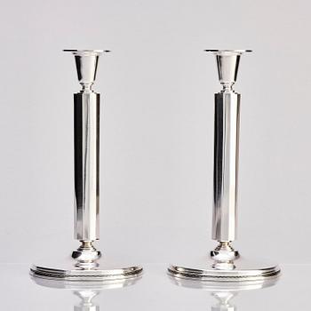 Atelier Borgila, a pair of sterling silver candlesticks, Stockholm 1982.