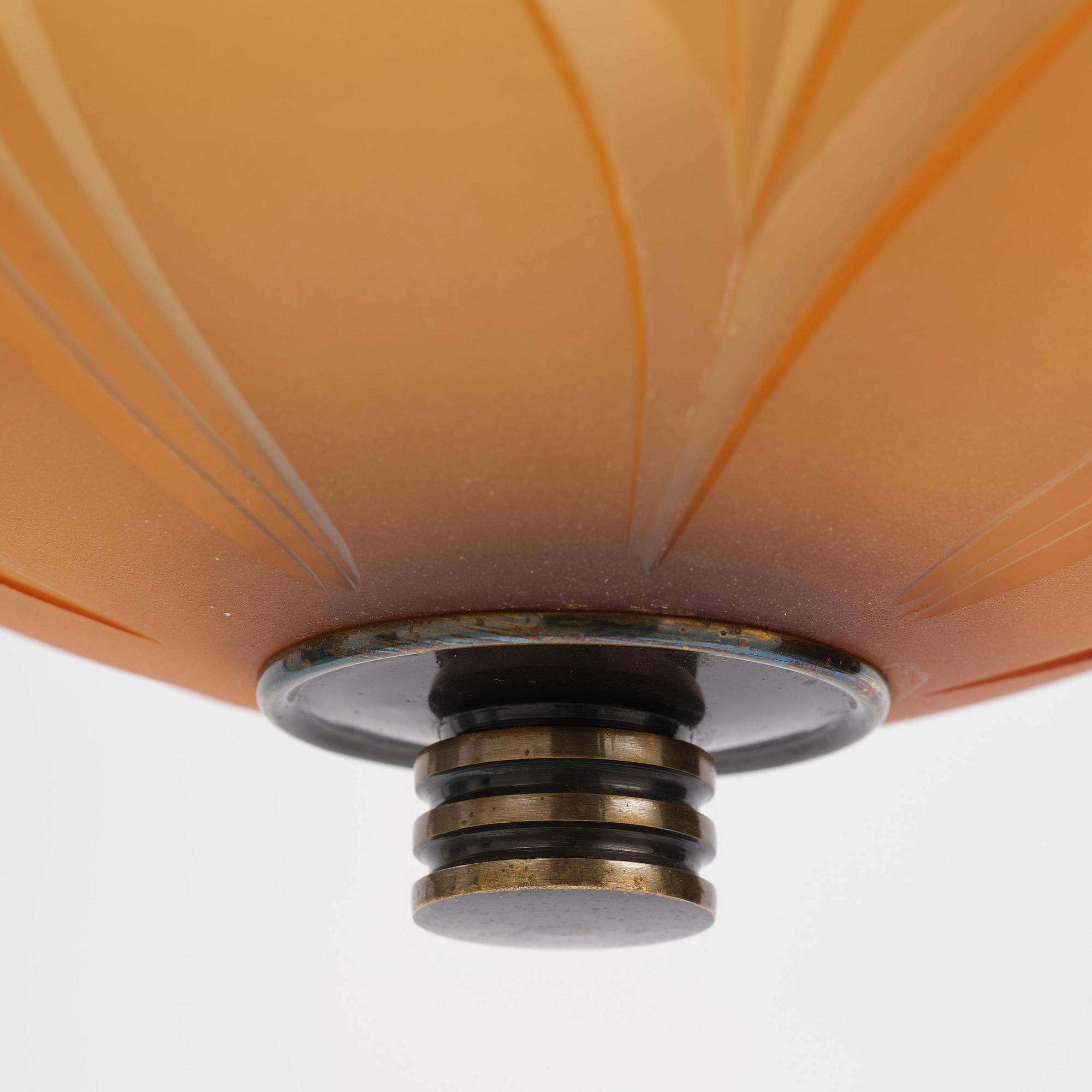 Edward Hald, a pair of ceiling lamps, Orrefors, 1930s.