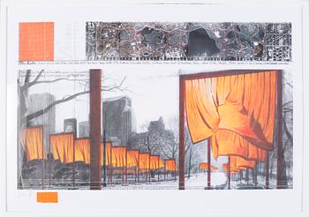Christo & JEANNE-CLAUDE, color offset with fabric application, signed Christo.