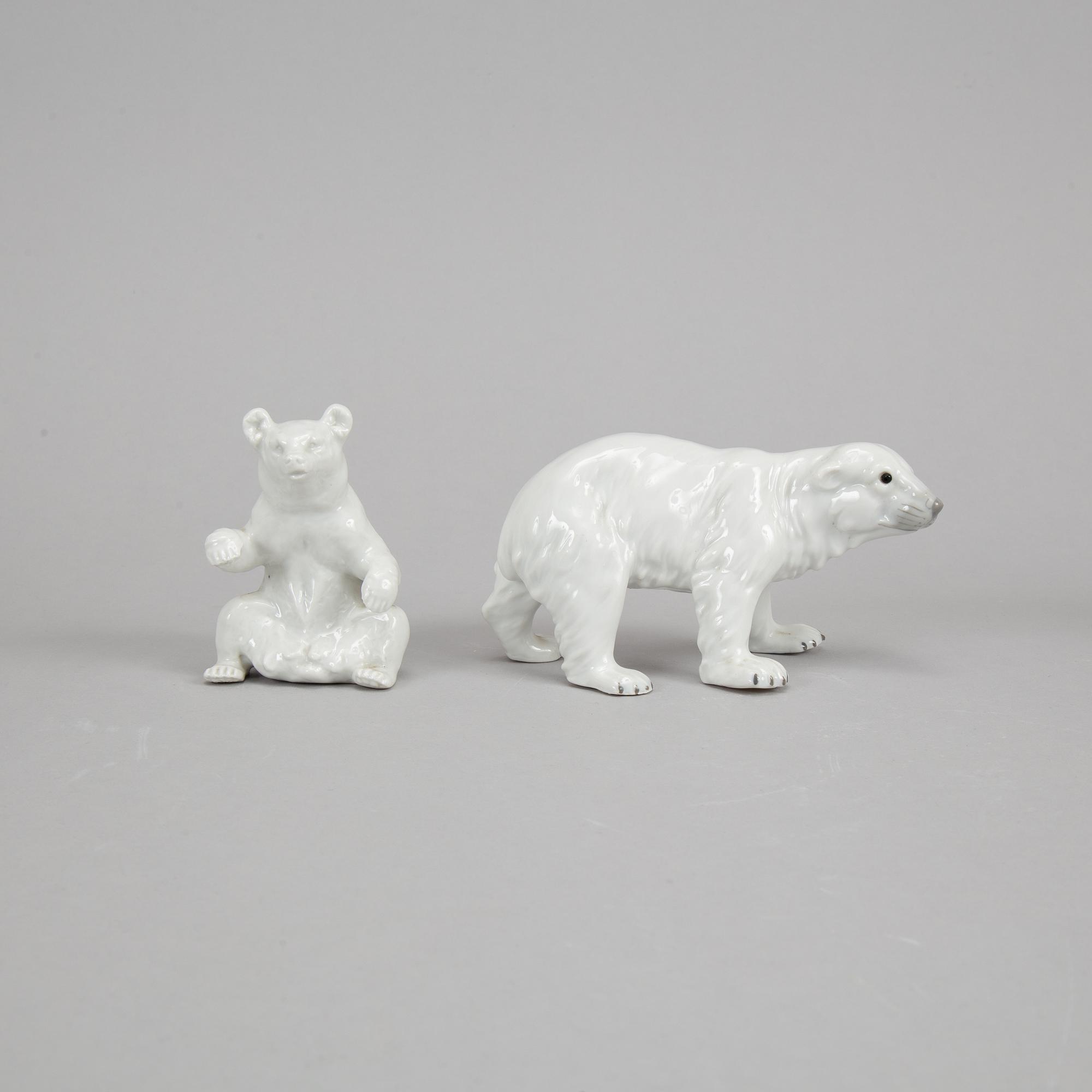 Five German porcelain polar bears.