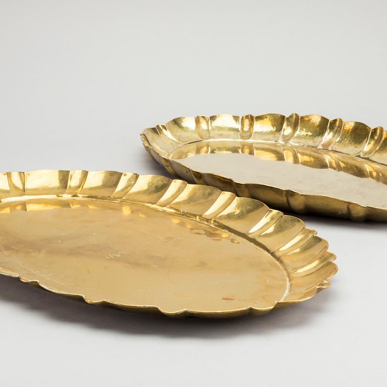 FIRMA LARS HOLMSTRÖM ARVIKA, brickor, 2 st, mässing, Arvika Konstsmide, 1900-talets andra hälft.