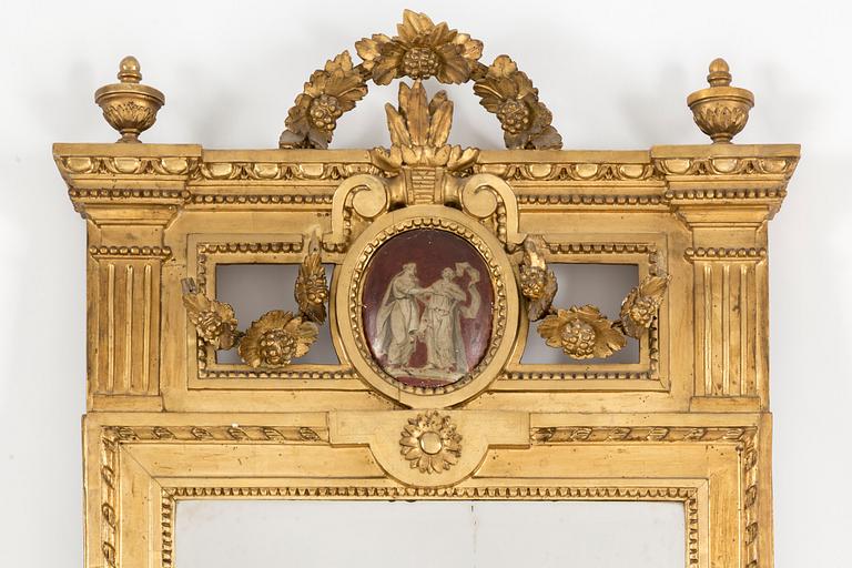 SPEGEL, av Lago Lundén 1787 (spegelmakare i Stockholm 1773-1819), gustaviansk.