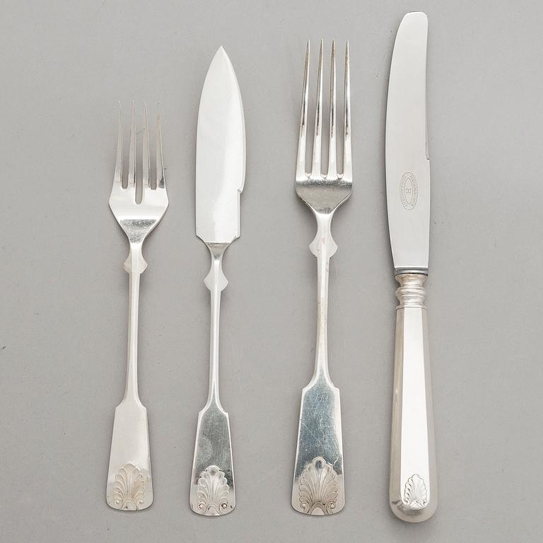 GÖSTA HELENIUS, A 48-piece silver set of dinner and fish cutlery, Turku, Finland 1919.