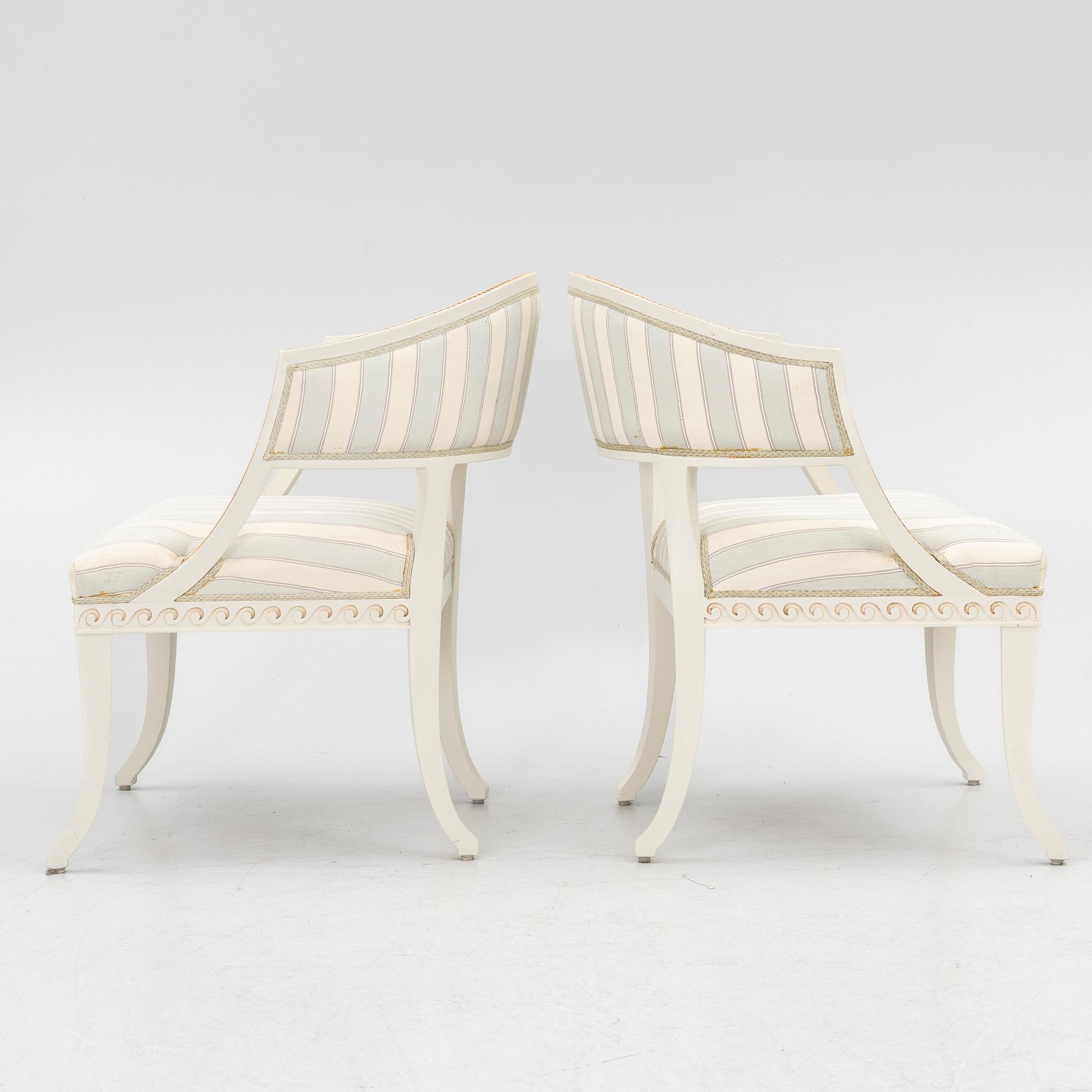 A pair of late-Gustavian armchairs, Sweden, 20th century.