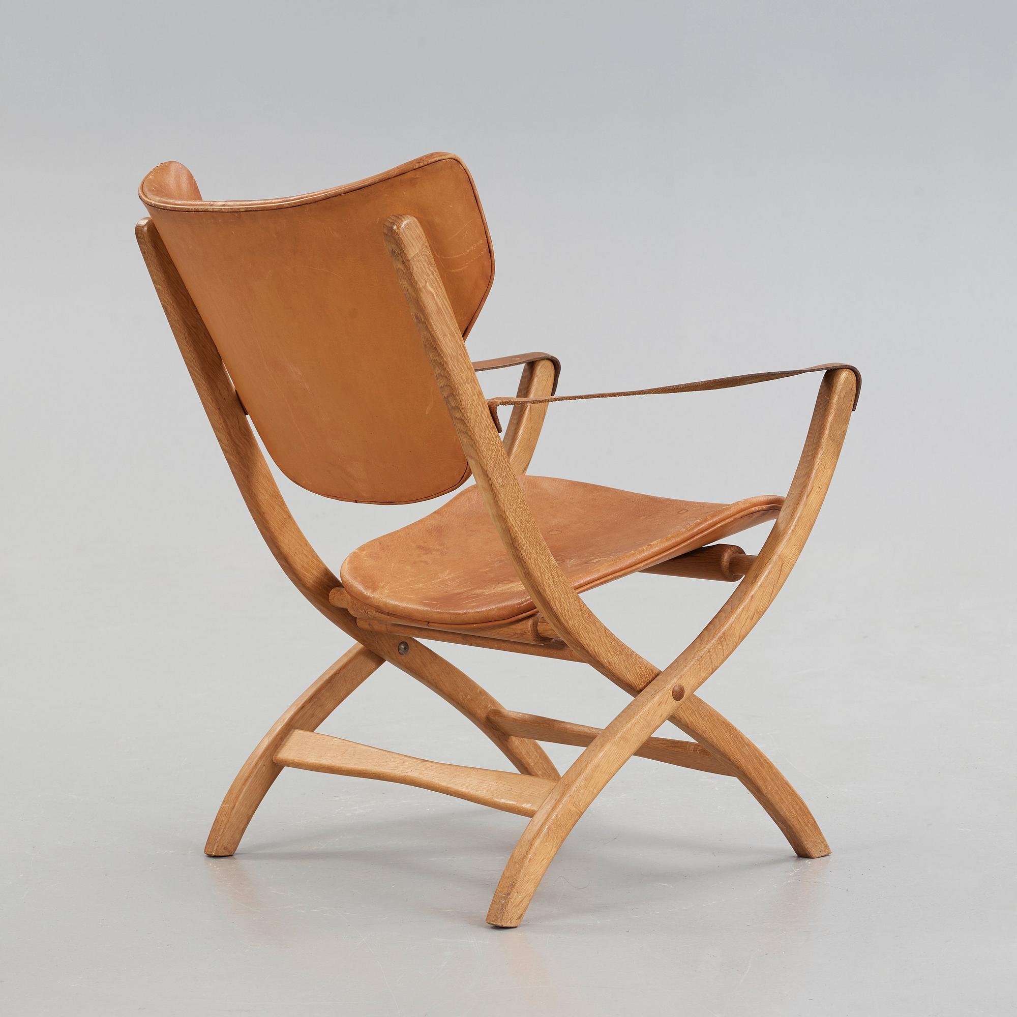 POUL HUNDEVAD, fällstol, "The Egyptian", Vamdrup, Danmark, 1950-60-tal.