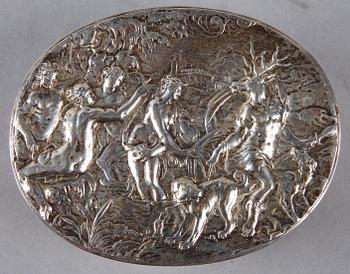 DOSA, silver, barockstil, Gustaf Möllenborg, Stockholm 1847.