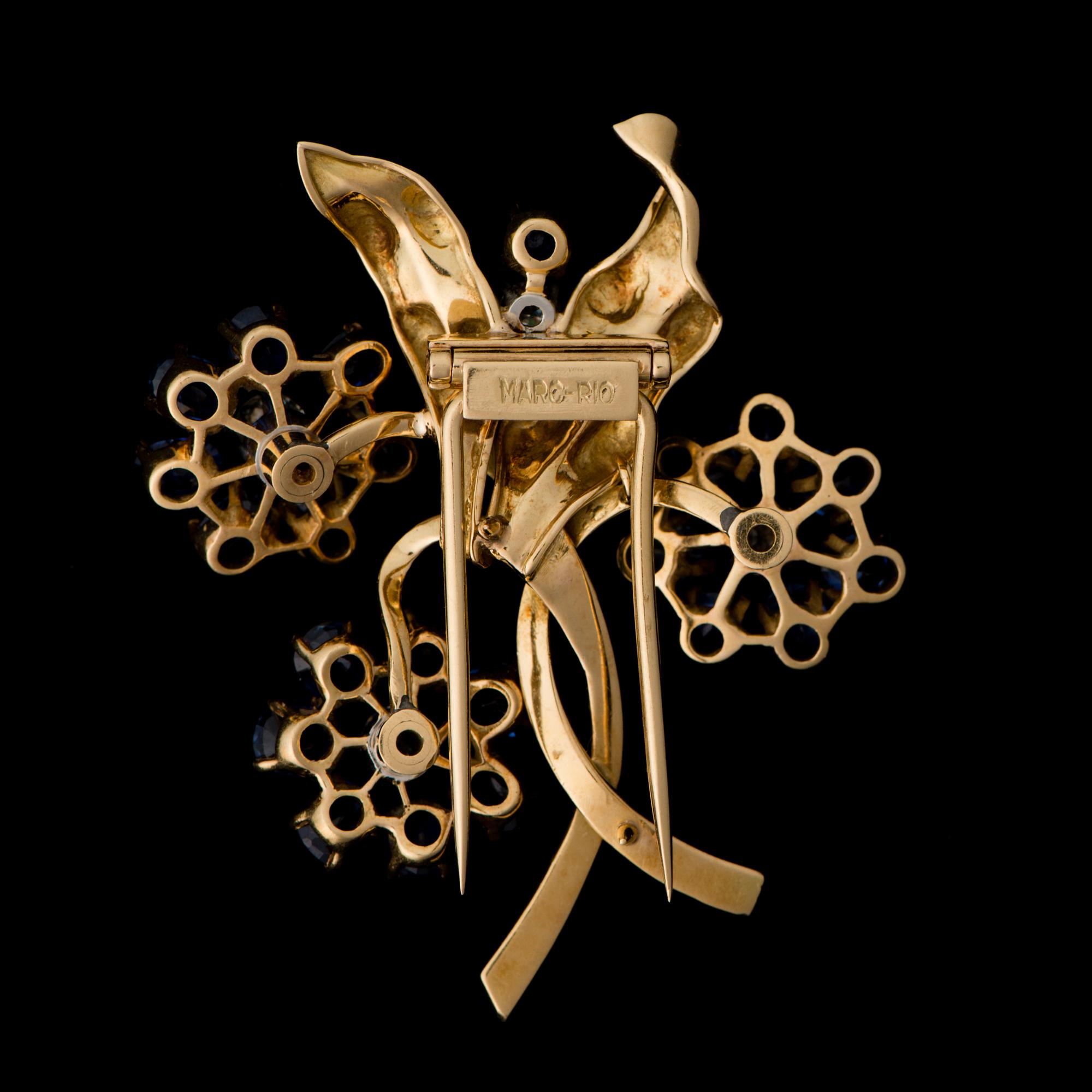 BROSCH, safirer, diamanter, 18K guld.