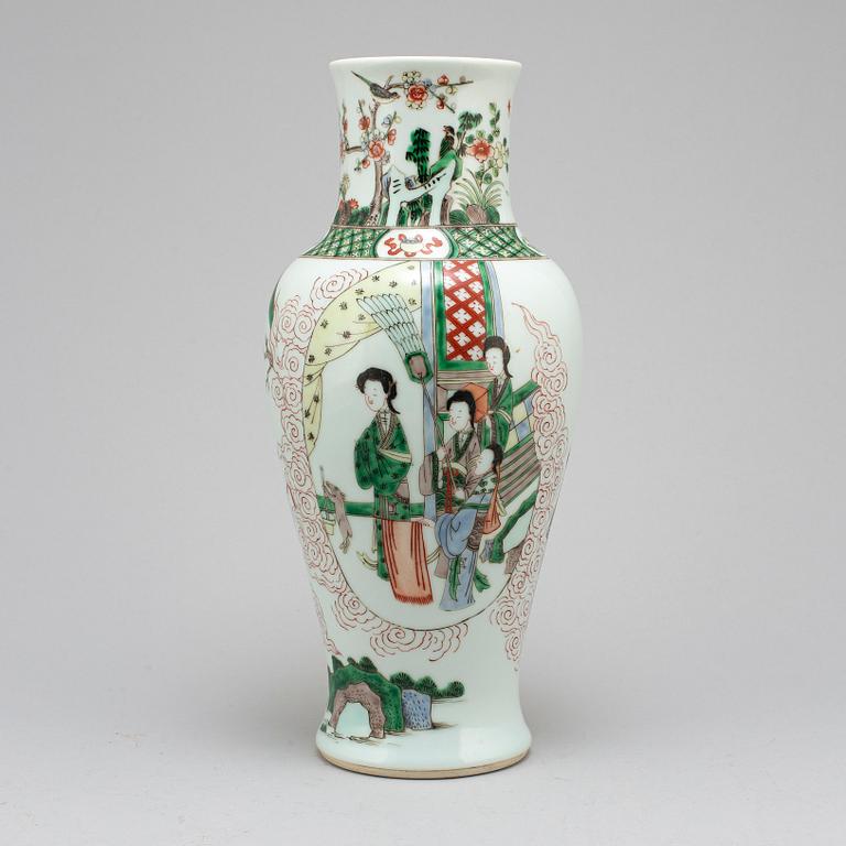 A Chinese famille verte vase, 20th century.