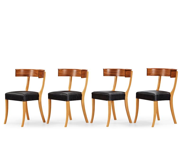 Josef Frank, A set of four walnut and beech chairs, Svenskt Tenn, model 300.